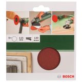 SAMOPRITRILNI BRUSNI DISK BOSCH 5-DELNI SET C430 RDEČ 115MM K120 BREZ LUKENJ