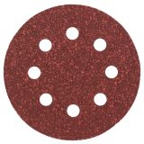 SAMOPRITRILNI BRUSNI DISK BOSCH 5-DELNI SET C430 RDEČ 115MM K40 8 LUKENJ ZA LES