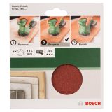 SAMOPRITRILNI BRUSNI DISK BOSCH 5-DELNI SET C430 RDEČ 115MM K80 8 LUKENJ ZA LES