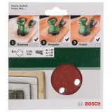 SAMOPRITRILNI BRUSNI DISK BOSCH 6-DELNI SET C430 RDEČ 115MM K60/120 8 LUKENJ