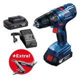 AKUMULATORSKI UDARNI VRTALNI VIJAČNIK BOSCH GSB 180-LI + VEČNAMENSKO ORODJE 'SWISS PEAK'