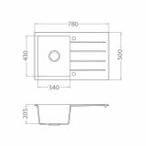 ALGRANIT POMIVALNO KORITO ALVEUS CUBO 30, A23 CREAM 780X500 MM