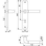 ALU KLJUKA ZA VRATA HOPPE BREMEN S ŠČITOM KLJUČ F49-F9-2