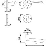 ALU KLJUKA ZA VRATA HOPPE IBIZA Z ROZETO F1 CILINDER