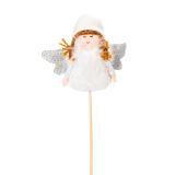 OKRASEK ZA JELKO GLOSSTYLE ANGEL10 CM TEKSTILNI BELE BARVE