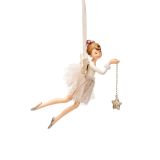 OKRASEK ZA JELKO GLOSSTYLE ANGELČEK Z ZVEZDICO 13 CM BEL