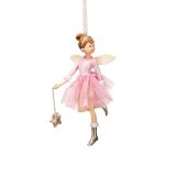 OKRASEK ZA JELKO GLOSSTYLE ANGELČEK Z ZVEZDICO 13 CM ROZA