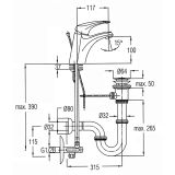 PIPA ZA UMIVALNIK UNITAS PRESTIGE, STOJEČA, KROM