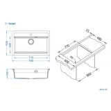 GRANITAL POMIVALNO KORITO ALVEUS ATROX 40, CARBON G91 790X500 MM