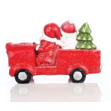 RDEČ AVTO Z BOŽIČKOM IN SNEŽAKOM Z LED LUČKO