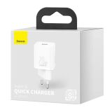 BASEUS ADAPTER HIŠNI POLNILEC 220V SUPER-SI QUICK CHARGE 20W VHOD TYPE C - ORIGINAL (EU BLISTER) BEL