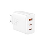 BASEUS HIŠNI POLNILEC 220V GAN CUBE PRO FAST CHARGE 65W VHOD 1X USB A IN 2X TYPE C - ORIGINAL (EU BLISTER) BEL