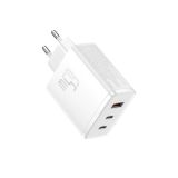 BASEUS HIŠNI POLNILEC 220V GAN CUBE PRO FAST CHARGE 65W VHOD 1X USB A IN 2X TYPE C - ORIGINAL (EU BLISTER) BEL