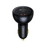 BASEUS POLNILEC ZA AVTO BASEUS TZCCZM-0G ADAPTER 1 X USB-A IN 2X TYPE C PD 160W QC 5.0 PD - ČRN