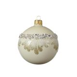 STEKLENA BUNKA BELA Z BLEŠČICAMI, FI 80 MM