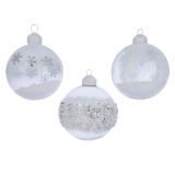 STEKLENA BUNKA BELA, Z DEKORJEM, FI 80 MM, SORT