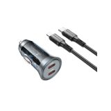 BOROFONE BZ26B AVTOPOLNILEC PD 45W 2X TYPE C QC 3.0 S KABLOM TYPE C - LIGHTNING 1M - ČRN