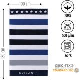 BRISAČA SVILANIT PLAŽNA BLUE STAR,100X180 MODRA/BELA