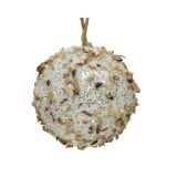 BUNKA IZ UMETNE MASE DECORIS BELA, BLEŠČICE IN LES FI 8 CM