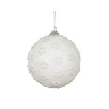 BUNKA IZ UMETNE MASE DECORIS FI 8 CM, BELA S PERLAMI VZOREC ZVEZDICE