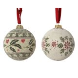 BUNKA IZ UMETNE MASE DECORIS FI 8 CM, BELO/ZELENA SNEŽINKA LIST-LIST, SORTI