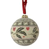 BUNKA IZ UMETNE MASE DECORIS FI 8 CM, BELO/ZELENA SNEŽINKA LIST-LIST, SORTI