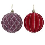 BUNKA IZ UMETNE MASE DECORIS FI 8 CM, LILA, RDEČA VZOREC, ŽAMETNA, SORTIRAN