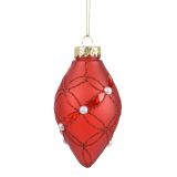 BUNKA IZ UMETNE MASE DECORIS FI 8 CM, RDEČA S PERLO SORTIRANO