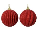 BUNKA IZ UMETNE MASE DECORIS FI 8 CM, RDEČA Z BLEŠČIC. VZOREC, SORTIRANO