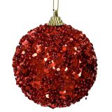 BUNKA IZ UMETNE MASE DECORIS FI 8 CM, RDEČA Z BLEŠČICAMI