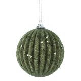 BUNKA IZ UMETNE MASE DECORIS FI 8 CM, ROŽMARIN ZELENA Z BLEŠČICAMI VZOREC