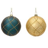 BUNKA IZ UMETNE MASE DECORIS FI 8 CM, SMARAGDNA/ZLATA VZOREC, SORTIRANO