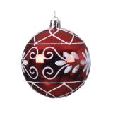 BUNKA IZ UMETNE MASE DECORIS RDEČE BARVE, BEL DEKOR FI 8 CM