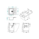 GRANITAL POMIVALNO KORITO ALVEUS CADIT 10, G81 CONCRETE 590X500 MM
