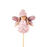 PRAZNIČNA FIGURA GLOSSTYLE DEKLICA PIK 32 CM ROZA TEKSTILNA