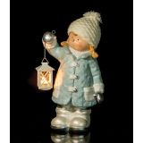 PRAZNIČNA FIGURA GLOSSTYLE DEKLICA Z LANTERNO 47 CM ZA ČAJNO SVEČKO MODRA