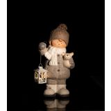 PRAZNIČNA FIGURA GLOSSTYLE DEKLICA/DEČEK Z LANTERNO IN IGRAČKO 41 CM