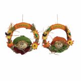 DEKOR.ZA NOČ ČAROVNIC GLOSSTYLE VENEC SLAMNATI FI 30 CM S FIGURO IN NAPISOM