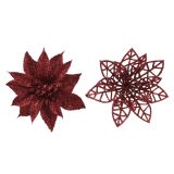 DEKORACIJA DECORIS BOŽIČNA ZVEZDA 9 CM 3/1 RDEČA, SORTIRANO