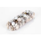 DEKORACIJA GLOSSTYLE BELE IN SREBRNE BARVE S 3 KOZARČKI, 37X13 CM