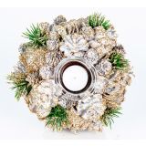 DEKORACIJA GLOSSTYLE BELE IN ZELENE BARVE 1 KOZARČEK, 18X18 CM