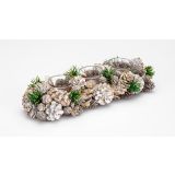 DEKORACIJA GLOSSTYLE BELE IN ZELENE BARVE S 3 KOZARČKI, 37X13 CM