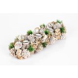 DEKORACIJA GLOSSTYLE BELE IN ZELENE BARVE S 3 KOZARČKI, 37X13 CM