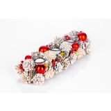 DEKORACIJA GLOSSTYLE Z RDEČIMI BUNKAMI S 3 KOZARČKI, 44X15 CM