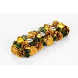 DEKORACIJA GLOSSTYLE ZLATE IN ZELENE BARVE S 3 KOZARČKI, 37X13 CM