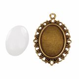 DODATKI, ORODJE ZA NAKIT RAYHER MEDALJON + STEKLO, DEKOR 2.9X3.7CM, STARO ZLATO