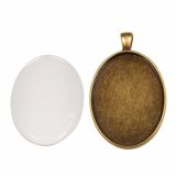DODATKI, ORODJE ZA NAKIT RAYHER MEDALJON+STEKLO, OVAL 3.2X4.2CM, STARO ZLATO
