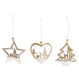 DROBNI ART.ZA USTVARJANJE RAYHER DEKORATIVNE OBEŠANKE 8CM ZIMSKA POKRAJINA, 3 KOSI