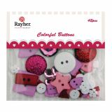 DROBNI ART.ZA USTVARJANJE RAYHER GUMBI MEŠANI FORMS 42 KOS ROZA/BELI/RDEČI