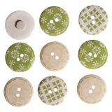 DROBNI ART.ZA USTVARJANJE RAYHER LESENI GUMBI POMLAD ZELEN TON FI 2.5 CM 9 KOS